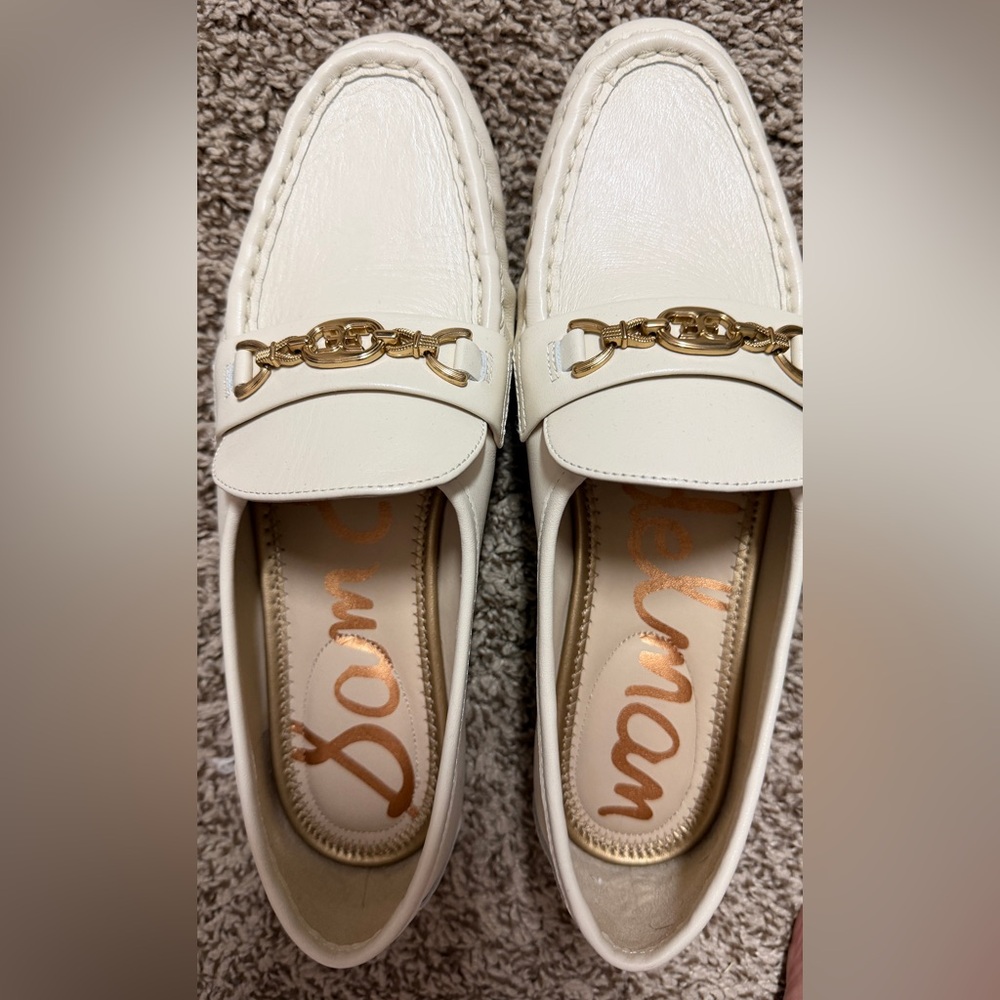 Sam Edelman Lucca Modern cream/Ivory Horse-Bit Leather Loafers Size 8